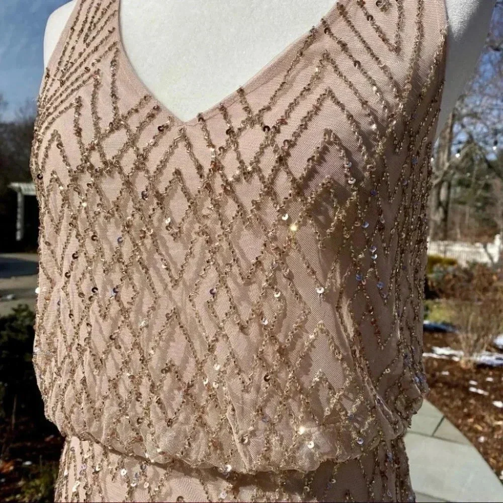 Anthropologie BHLDN Blaise Sequin Embellished Maxi Gown Long Dress in Blush